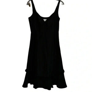 Odille Little Black Silk Blend Floral Appliqué Dress Size 4